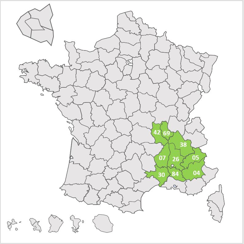 Les départements couverts par Rhône Alpes Assainissement