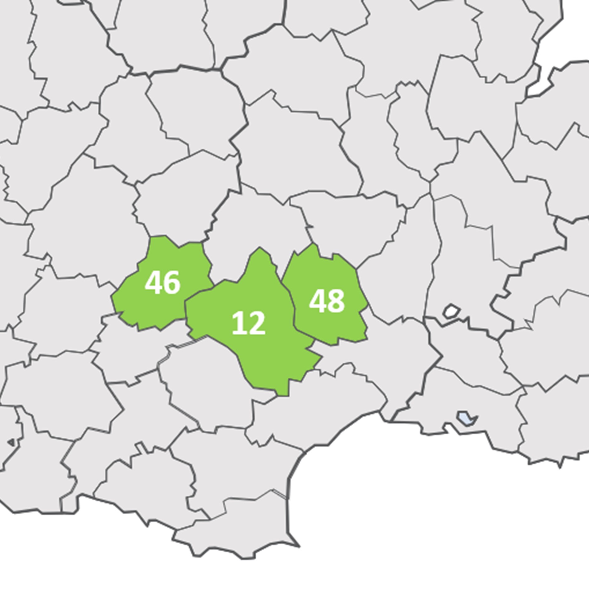 Couverture géographique Mora Eau par départements
